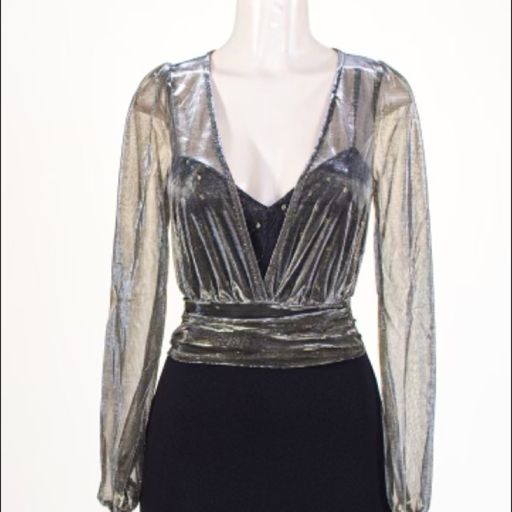 Black and gold midi dress